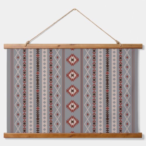 Aztec Rust Cream Brown Gray Mixed Motifs V Pattern Hanging Tapestry