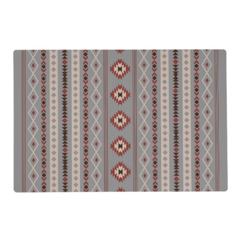 Aztec Rust Crm Brwn Gray Mixed Motifs 2Way Pattern Placemat