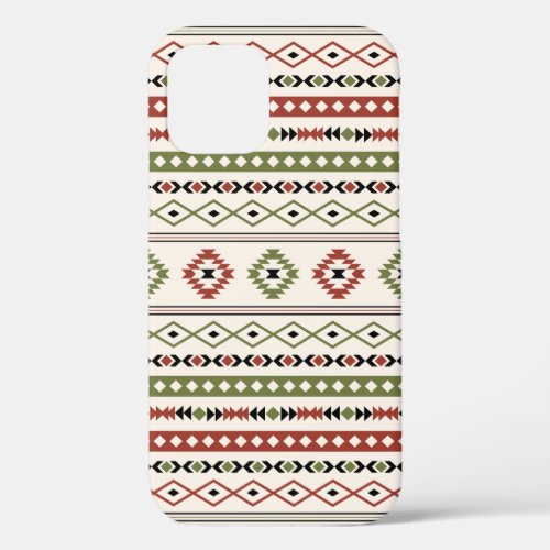 Aztec Rust Green Black Cream Mixed Motifs Pattern  iPhone 12 Case