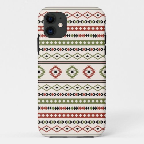 Aztec Rust Green Black Cream Mixed Motifs Pattern iPhone 11 Case