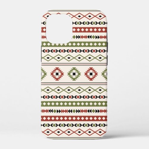 Aztec Rust Green Black Cream Mixed Motifs Pattern  iPhone 12 Mini Case