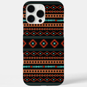 Aztec Rusts Teal Black Mixed Motifs Pattern iPhone 16 Pro Max Case