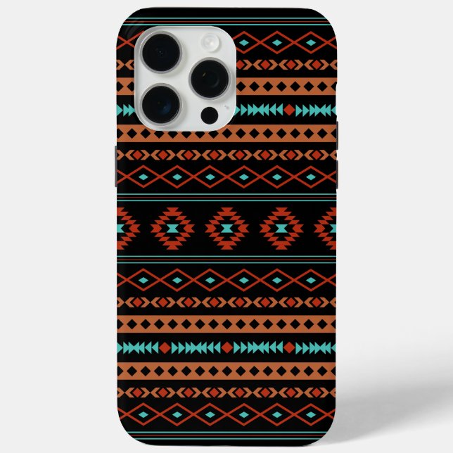 Aztec Rusts Teal Black Mixed Motifs Pattern Case-Mate iPhone Case (Back)