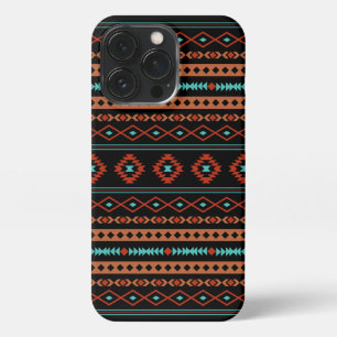 Aztec Rusts Teal Black Mixed Motifs Pattern iPhone 13 Pro Case