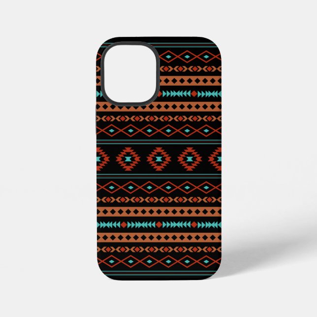Aztec Rusts Teal Black Mixed Motifs Pattern iPhone Case (Back)