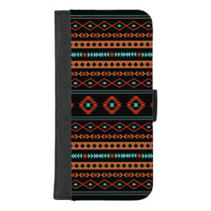 Aztec Rusts Teal Black Mixed Motifs Pattern iPhone 8/7 Plus Wallet Case