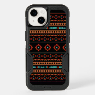 Aztec Rusts Teal Black Mixed Motifs Pattern OtterBox iPhone 14 Case