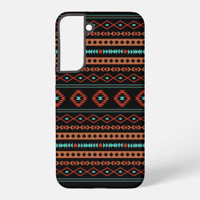 Aztec Rusts Teal Black Mixed Motifs Pattern Samsung Galaxy Case (Back)