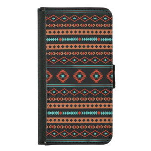Aztec Rusts Teal Black Mixed Motifs Pattern Samsung Galaxy S5 Wallet Case
