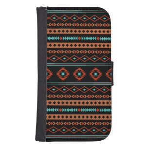 Aztec Rusts Teal Black Mixed Motifs Pattern Galaxy S4 Wallet Case
