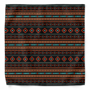 Aztec Rusts Teal Black Mixed Motifs Rpt Pattern Bandana