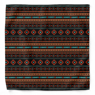 Aztec Rusts Teal Black Mixed Motifs Rpt Pattern Bandana