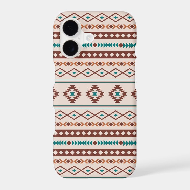 Aztec Rusts Teal Cream Mixed Motifs Pattern Iphone Case (Back)