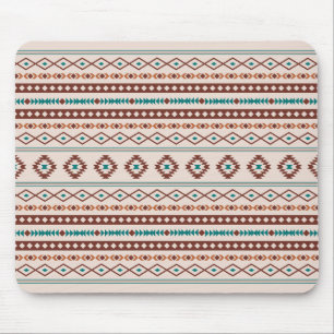 Aztec Rusts Teal Cream Mixed Motifs Pattern Mouse Pad