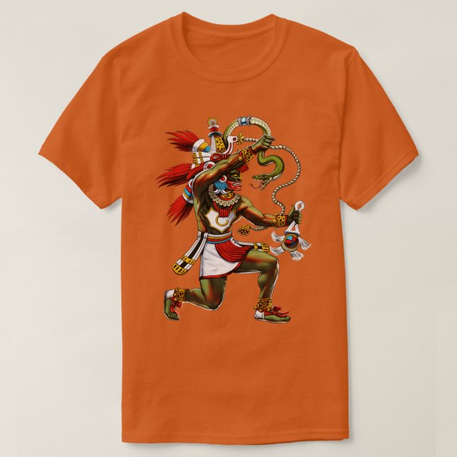 Aztec Serpent God Quetzalcoatl T-Shirt (Design Front)