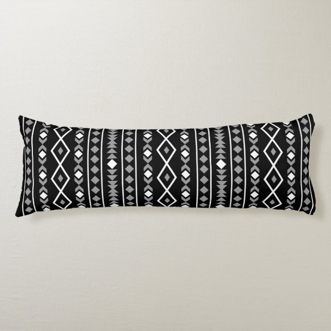 Aztec Shapes Lg V Pattern Grey White Black Body Pillow (Front)