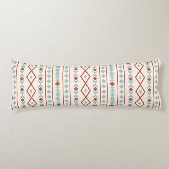 Aztec Shapes Lg V Pattern Rust Teal Cream Body Pillow (Front)