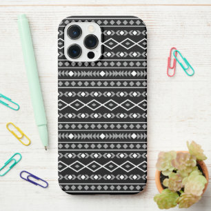 Aztec Shapes Pattern Grey White Black iPhone 12 Pro Max Case
