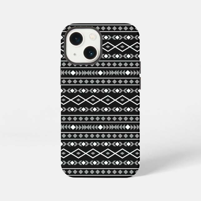 Aztec Shapes Pattern Grey White Black iPhone Case (Back)