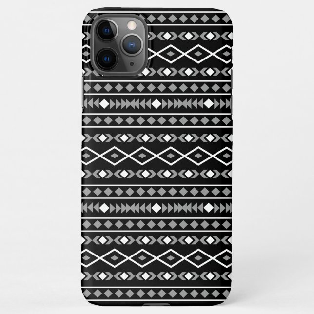 Aztec Shapes Pattern Grey White Black iPhone Case (Back)