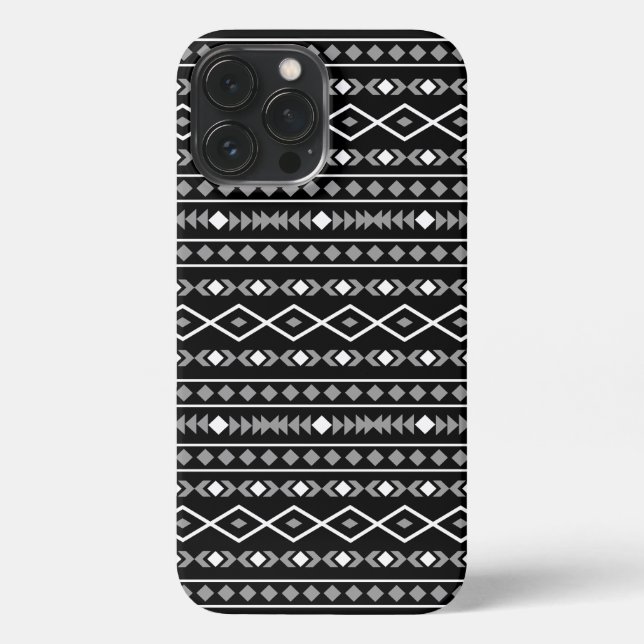 Aztec Shapes Pattern Grey White Black iPhone Case (Back)
