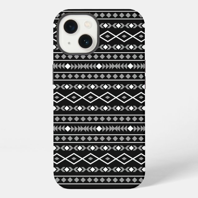 Aztec Shapes Pattern Grey White Black Iphone Case (Back)