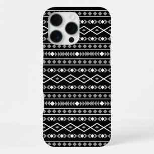 Aztec Shapes Pattern Grey White Black iPhone 16 Pro Max Case