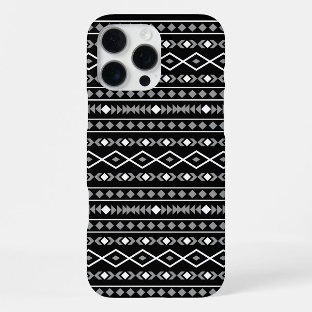 Aztec Shapes Pattern Grey White Black iPhone Case (Back)