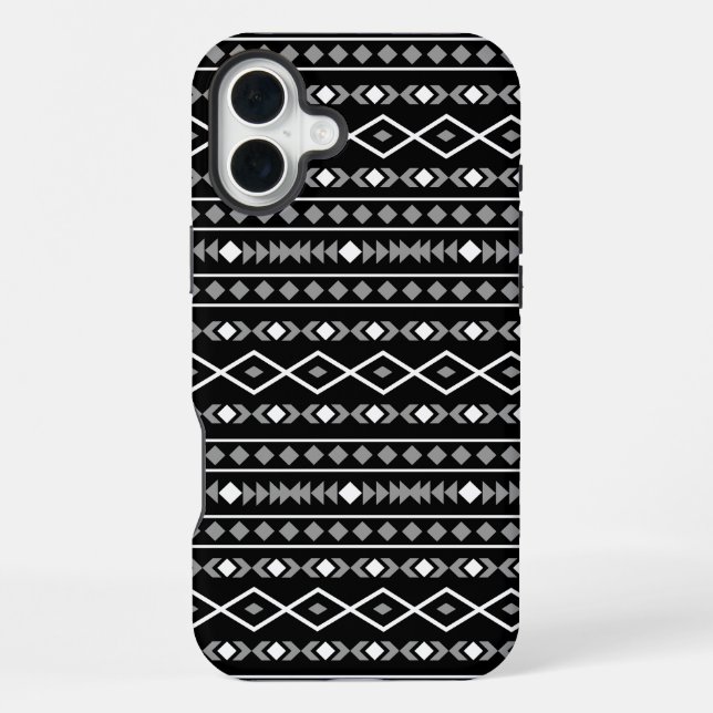 Aztec Shapes Pattern Grey White Black iPhone Case (Back)