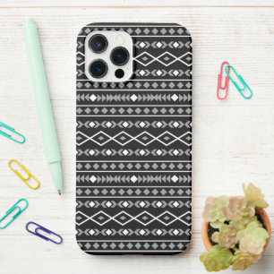 Aztec Shapes Pattern Grey White Black iPhone 12 Pro Max Case