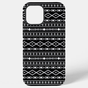 Aztec Shapes Pattern Grey White Black iPhone 12 Pro Max Case