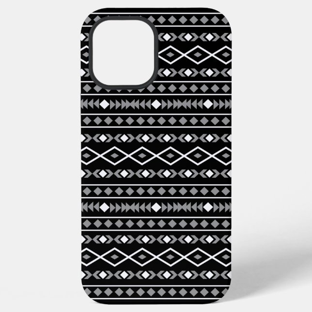 Aztec Shapes Pattern Grey White Black iPhone Case (Back)