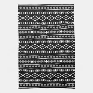 Aztec Shapes Pattern Grey White Black Kitchen Towel