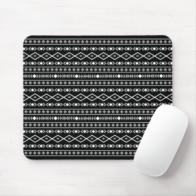 Aztec Shapes Pattern Grey White Black Mouse Pad (With Mouse)