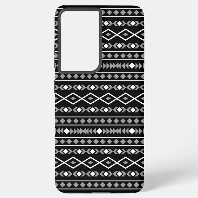 Aztec Shapes Pattern Grey White Black Samsung Galaxy Case (Back)
