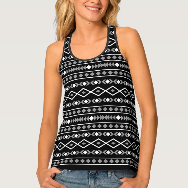 Aztec Shapes Pattern Grey White Black Tank Top (Front)