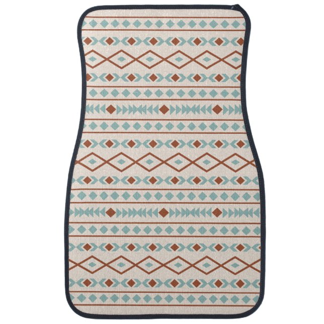 Aztec Shapes Pattern Rust Teal Cream Car Floor Mat (Front)