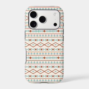 Aztec Shapes Pattern Rust Teal Cream iPhone 17 Pro Case
