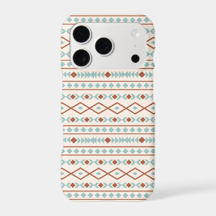 Aztec Shapes Pattern Rust Teal Cream iPhone 17 Pro Case