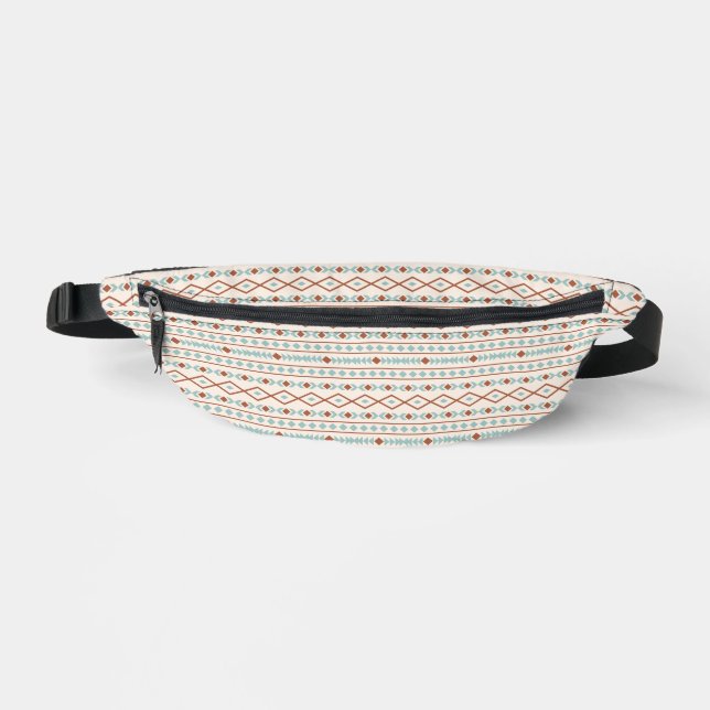 Aztec Shapes Pattern Rust Teal Cream Fanny Pack (Front)
