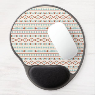 Aztec Shapes Pattern Rust Teal Cream Gel Mouse Pad
