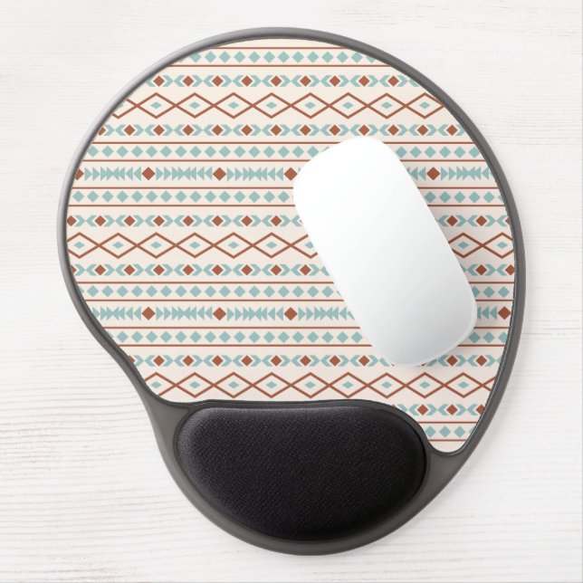 Aztec Shapes Pattern Rust Teal Cream Gel Mouse Pad (Left Side)