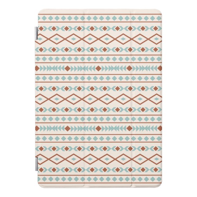 Aztec Shapes Pattern Rust Teal Cream iPad Pro Cover (Front)