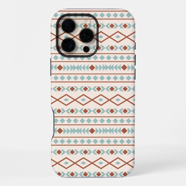 Aztec Shapes Pattern Rust Teal Cream iPhone Case (Back)