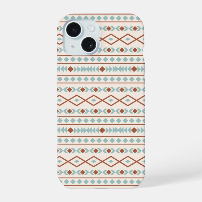 Aztec Shapes Pattern Rust Teal Cream Iphone Case (Back)