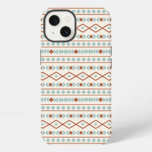 Aztec Shapes Pattern Rust Teal Cream iPhone 13 Case