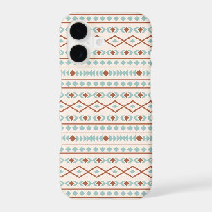 Aztec Shapes Pattern Rust Teal Cream iPhone 17 Case