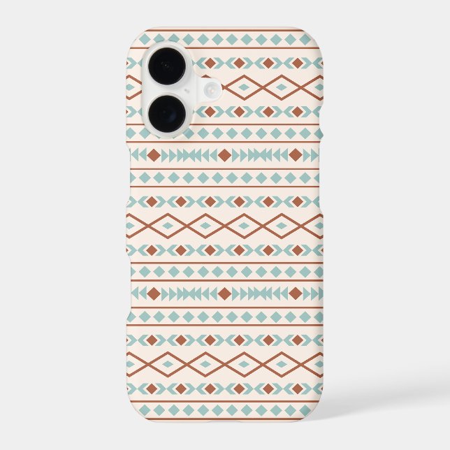 Aztec Shapes Pattern Rust Teal Cream iPhone Case (Back)