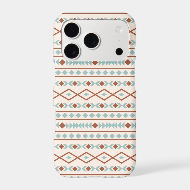 Aztec Shapes Pattern Rust Teal Cream Iphone Case (Back)