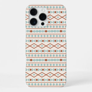 Aztec Shapes Pattern Rust Teal Cream iPhone 16 Pro Max Case
